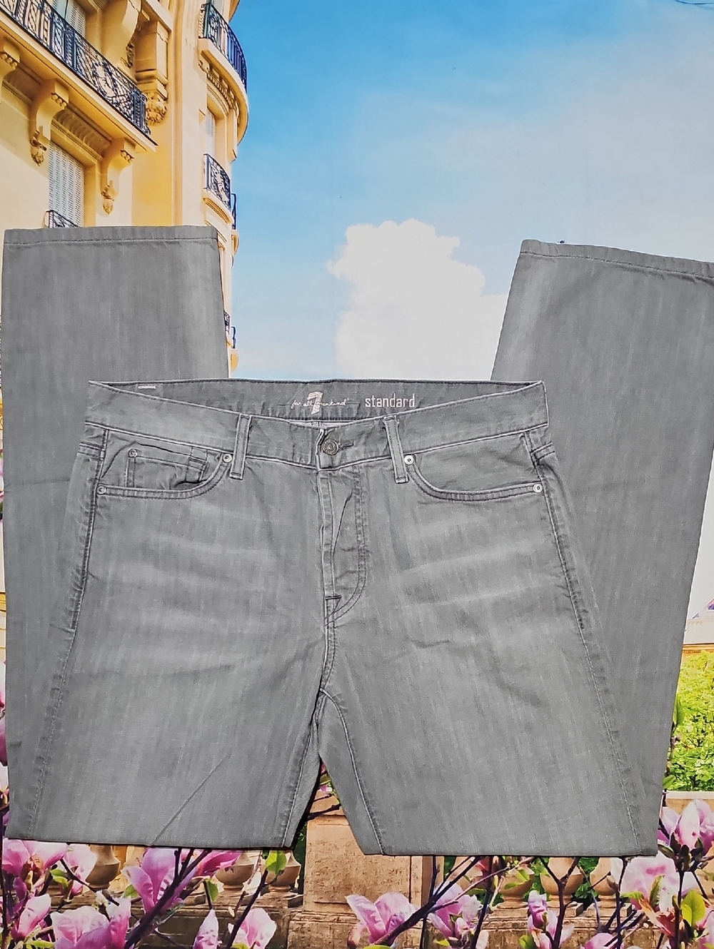 7 For All Mankind Gray Button Jeans Size‎ 34x32